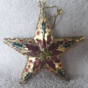 Vintage Cloisonne Star Ornament, 3 1/4" Wide, not sure of year